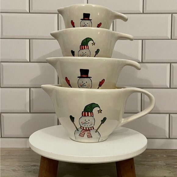 Rae Dunn 🇺🇸 SNOWMAN measuring cups - Picture 2 of 9